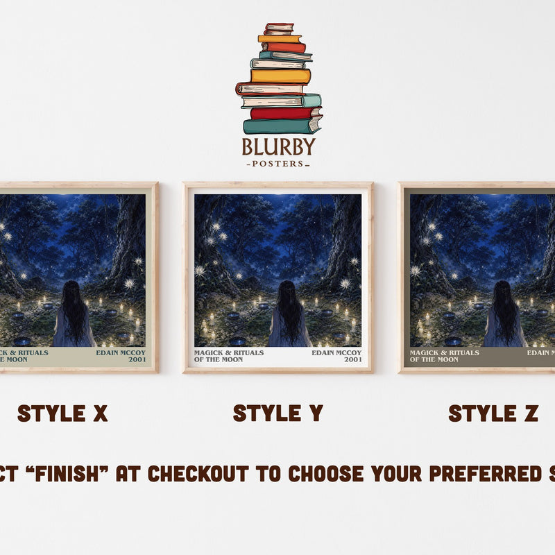 Magick & rituals of the moon literary print in frame leaning in hallway – non fiction wall art