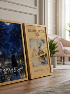 Magick & rituals of the moon watercolour print framed by window – literary home decor