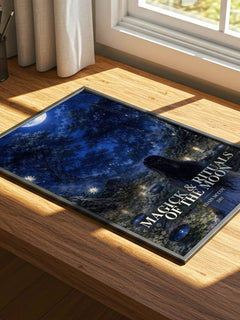 Magick & rituals of the moon watercolour book poster framed on wall – non fiction wall art