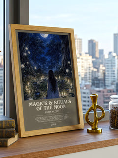 Magick & rituals of the moon bookish print framed by window – literary home decor