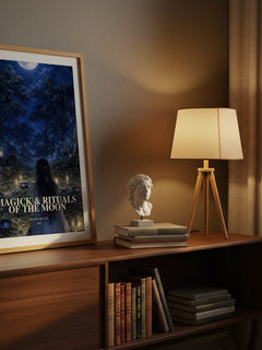 Magick & rituals of the moon watercolour print on bookshelf – Edain McCoy fan gift
