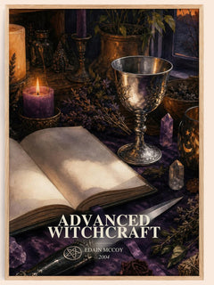 Advanced Witchcraft watercolour book poster by Edain McCoy – framed literary art print