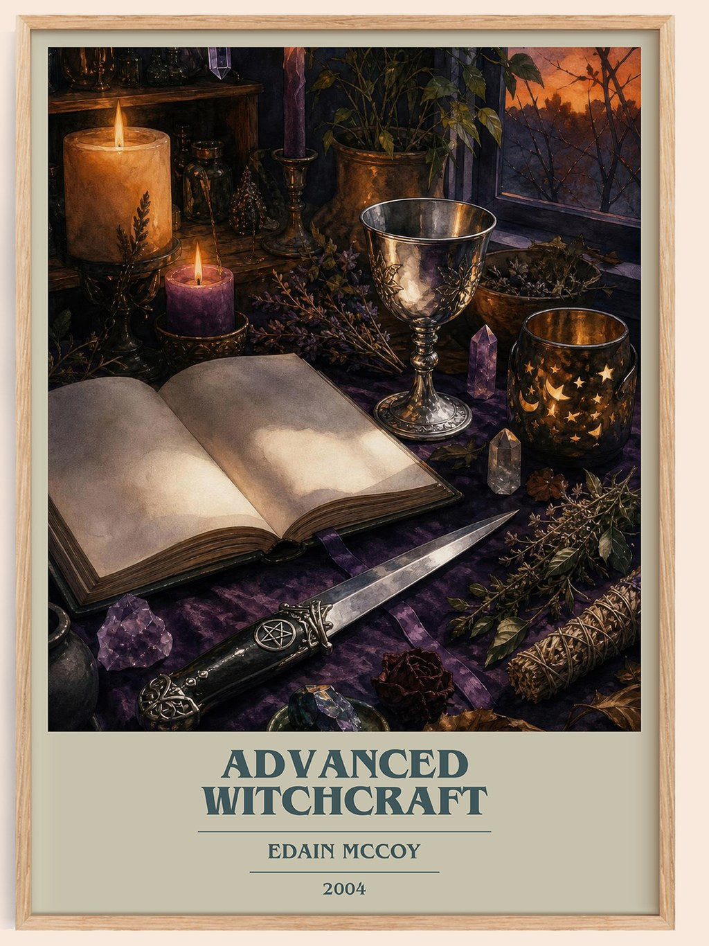 Advanced Witchcraft book cover book poster by Edain McCoy – framed literary art print