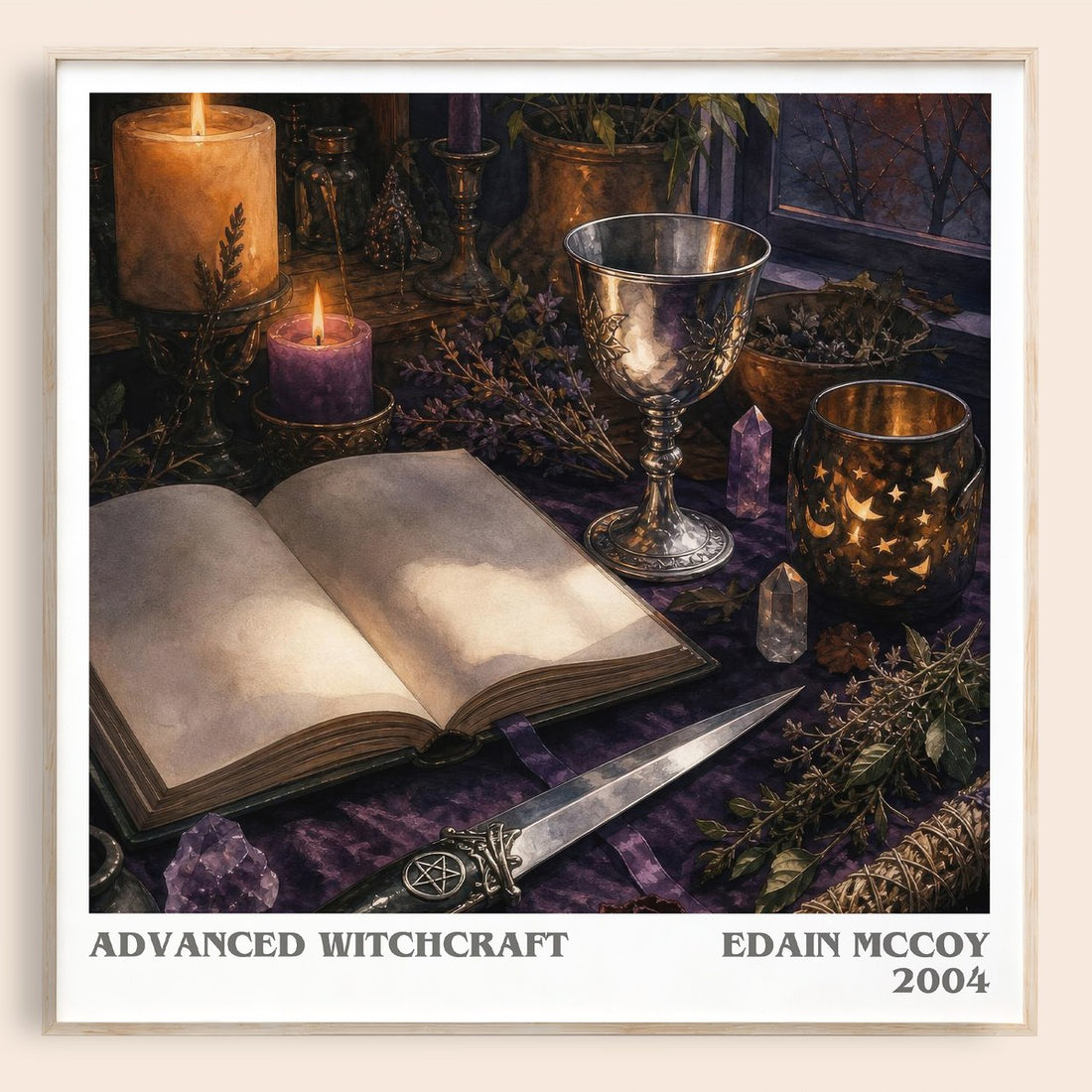 Advanced Witchcraft literary book poster by Edain McCoy – framed literary art print