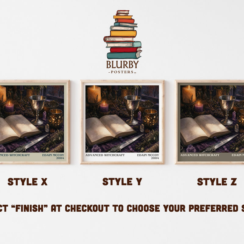 Advanced Witchcraft literary print in frame leaning in hallway – non fiction wall art