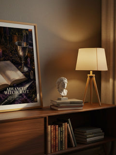 Advanced Witchcraft watercolour print on bookshelf – Edain McCoy fan gift