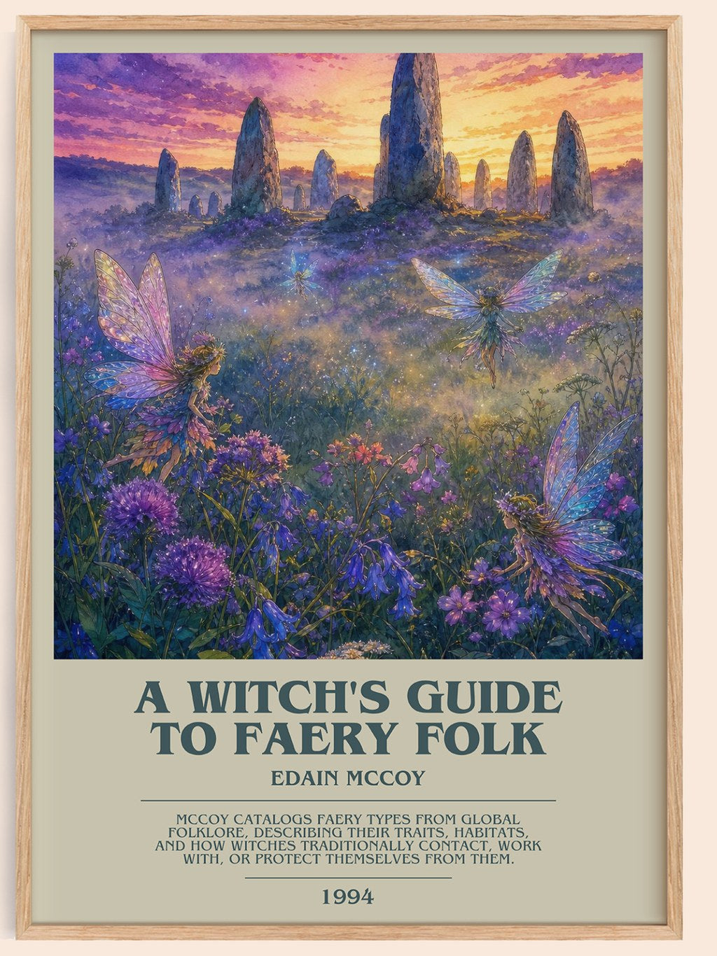 A witch's guide to faery folk bookish book poster by Edain McCoy – framed literary art print