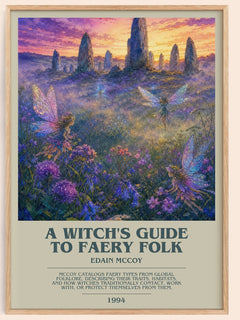 A witch's guide to faery folk bookish book poster by Edain McCoy – framed literary art print
