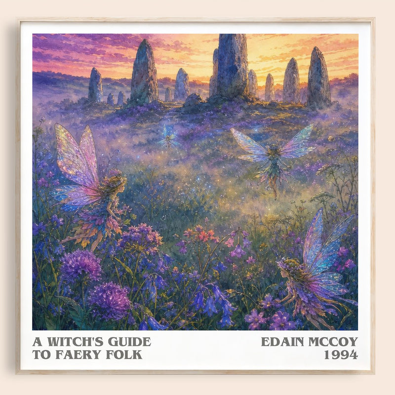 A witch's guide to faery folk literary book poster by Edain McCoy – framed literary art print