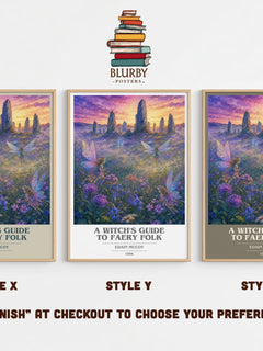 A witch's guide to faery folk book cover print in frame leaning in hallway – non fiction wall art