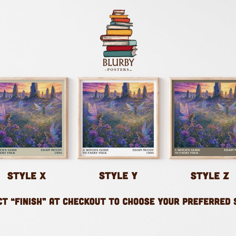 A witch's guide to faery folk literary print in frame leaning in hallway – non fiction wall art