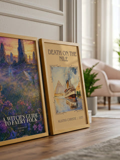 A witch's guide to faery folk watercolour print framed by window – literary home decor