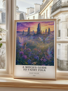 A witch's guide to faery folk book cover poster colour and style options – Edain McCoy book art
