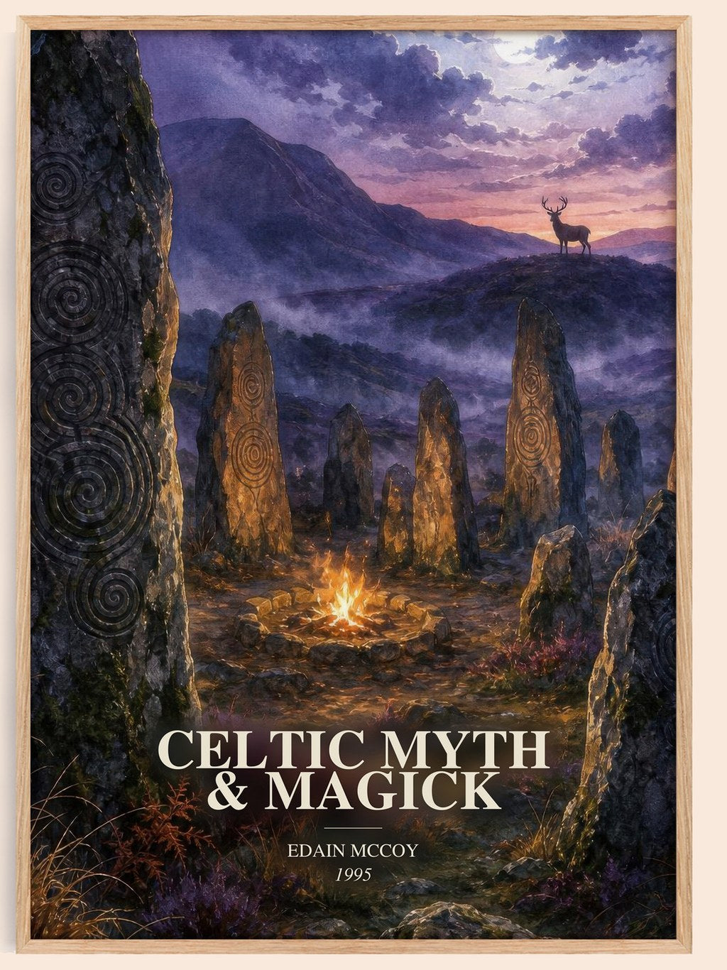 Celtic Myth & Magick watercolour book poster by Edain McCoy – framed literary art print
