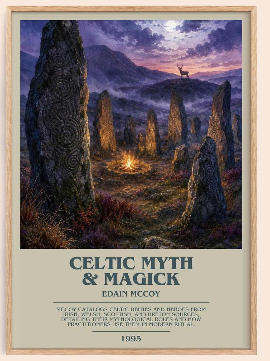 Celtic Myth & Magick bookish book poster by Edain McCoy – framed literary art print