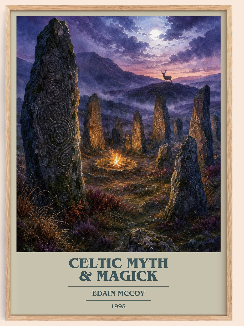 Celtic Myth & Magick book cover book poster by Edain McCoy – framed literary art print