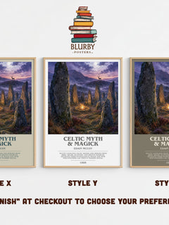 Celtic Myth & Magick bookish print in frame leaning in hallway – non fiction wall art