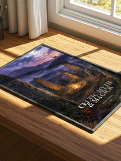 Celtic Myth & Magick watercolour book poster framed on wall – non fiction wall art