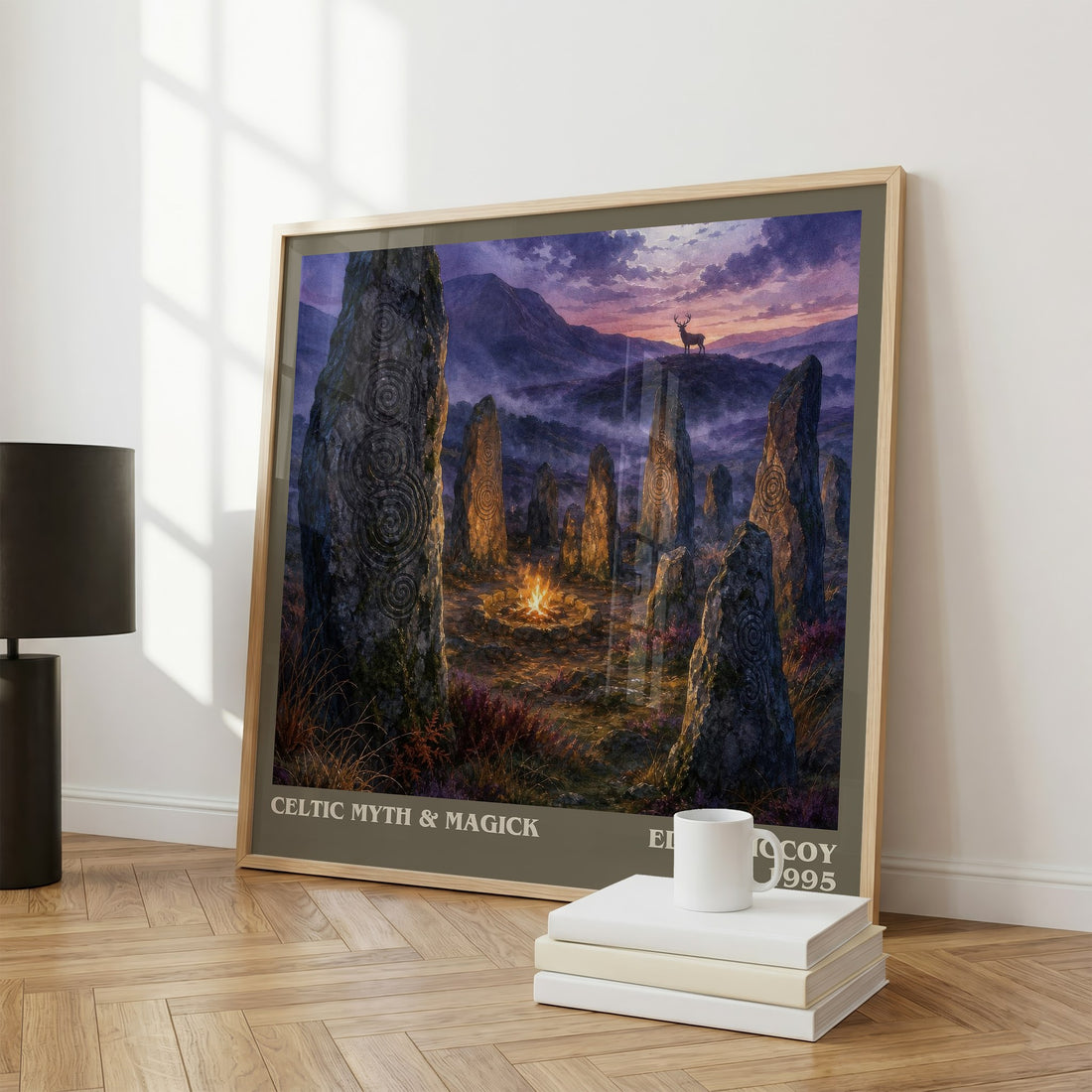 Celtic Myth & Magick literary print framed by window – literary home decor