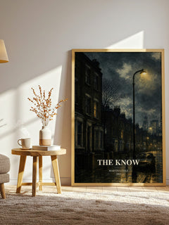 The Know watercolour print in frame leaning in hallway – crime wall art