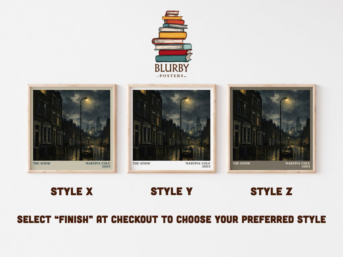 The Know literary print in frame leaning in hallway – crime wall art (mockup)