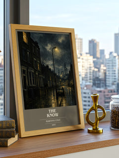 The Know book cover print framed by window – literary home decor