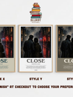 Close bookish print in frame leaning in hallway – crime wall art