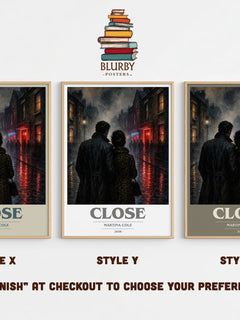 Close book cover print in frame leaning in hallway – crime wall art