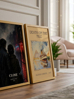 Close watercolour print framed by window – literary home decor