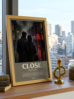 Close bookish print framed by window – literary home decor