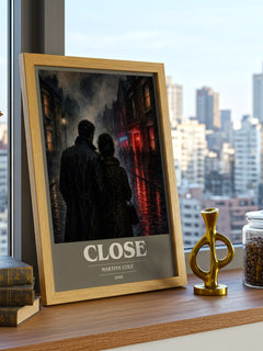 Close book cover print framed by window – literary home decor