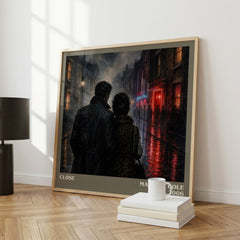 Close literary print framed by window – literary home decor