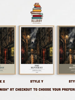 The runaway book cover print in frame leaning in hallway – crime wall art