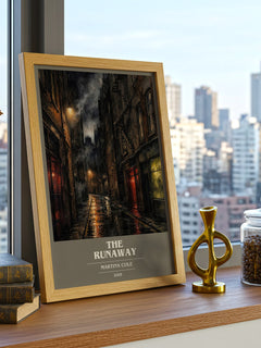 The runaway book cover print framed by window – literary home decor