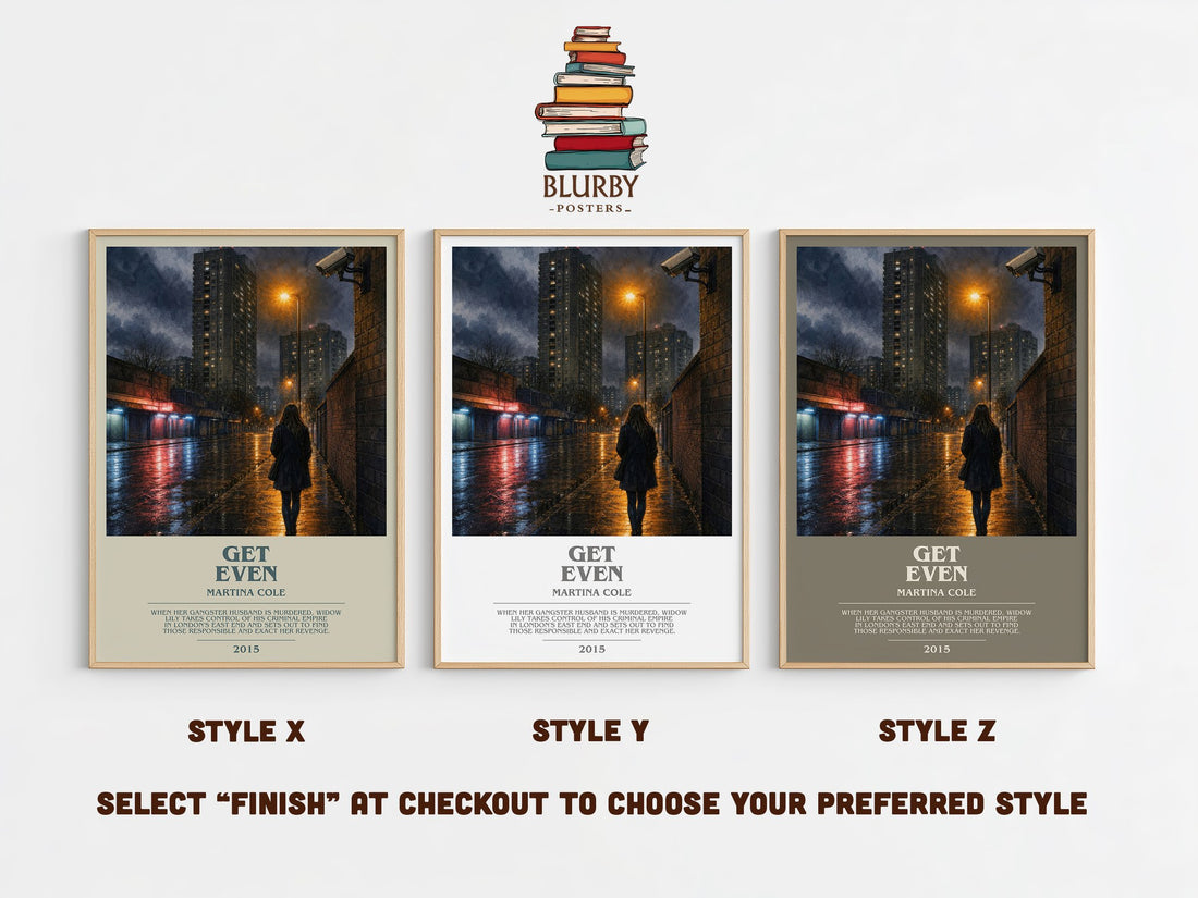 Get Even bookish print in frame leaning in hallway – crime wall art (mockup)
