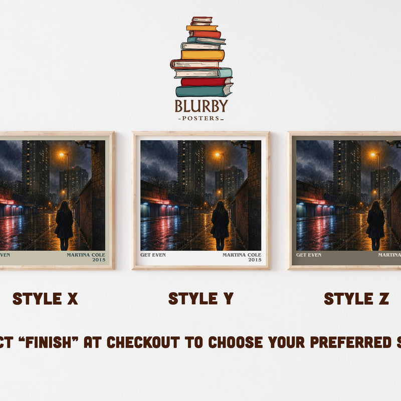 Get Even literary print in frame leaning in hallway – crime wall art