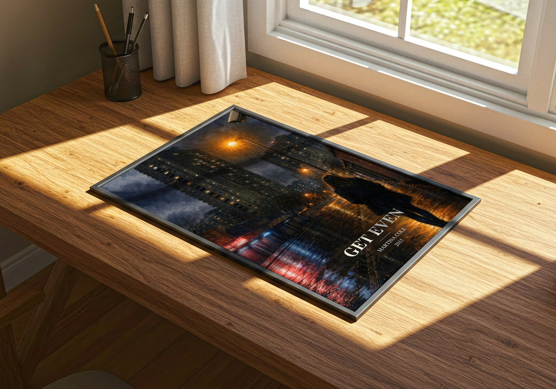 Get Even watercolour book poster framed on wall – crime wall art