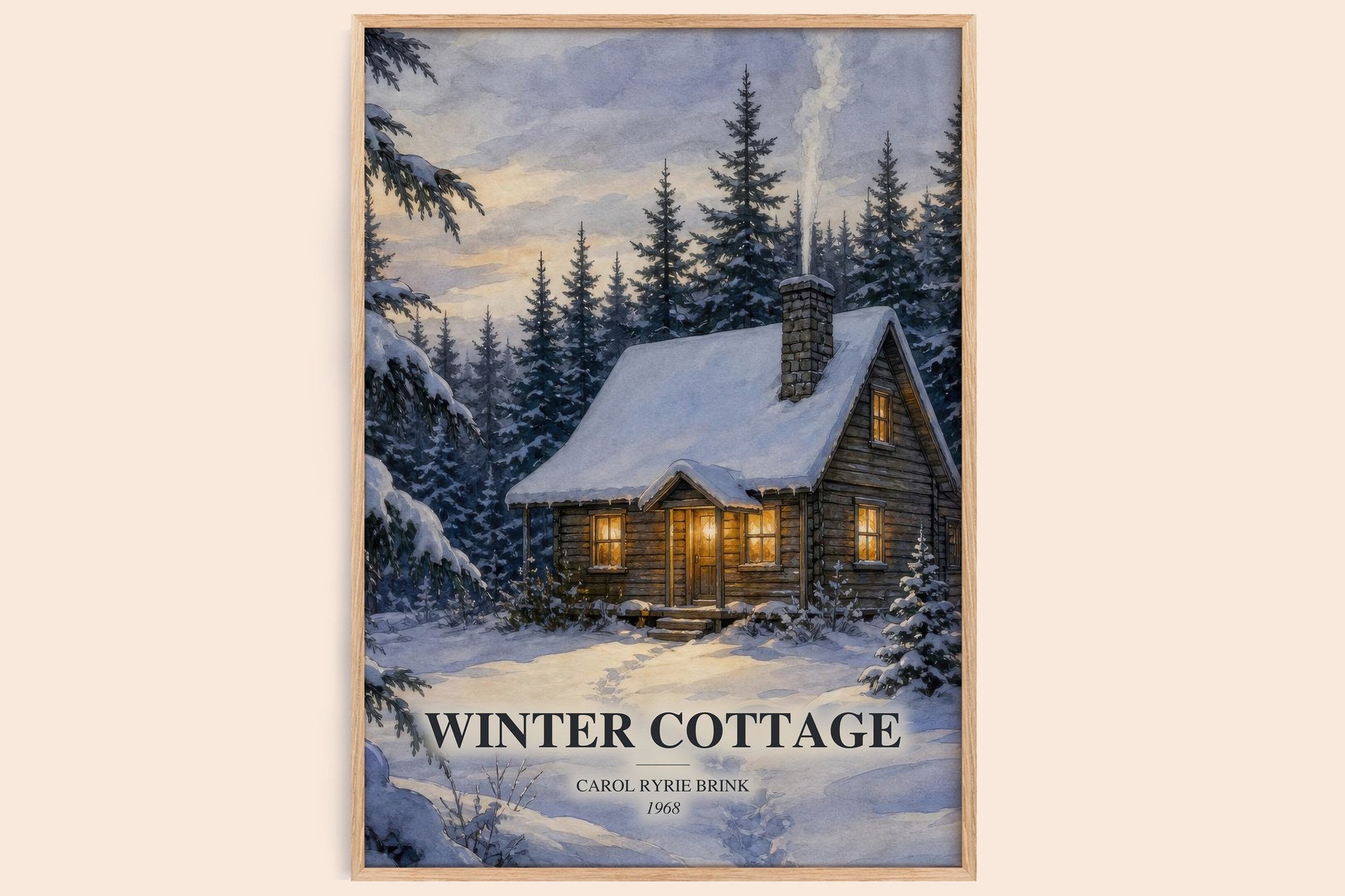 Winter Cottage Book Watercolour Illustration by Carol Ryrie Brink