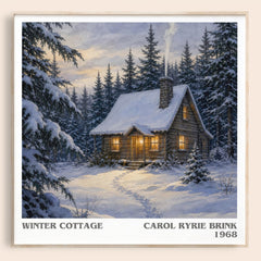 Winter Cottage literary book poster by Carol Ryrie Brink – framed literary art print