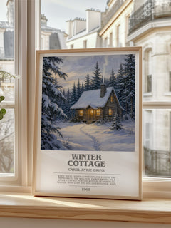 Winter Cottage bookish poster colour and style options – Carol Ryrie Brink book art
