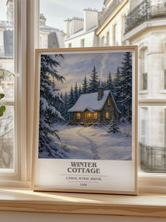 Winter Cottage book cover poster colour and style options – Carol Ryrie Brink book art