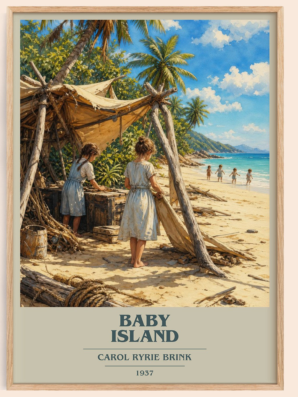 Baby Island book cover book poster by Carol Ryrie Brink – framed literary art print