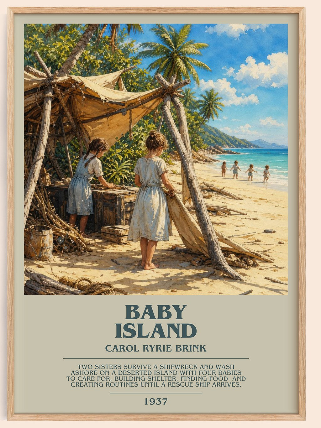 Baby Island bookish book poster by Carol Ryrie Brink – framed literary art print