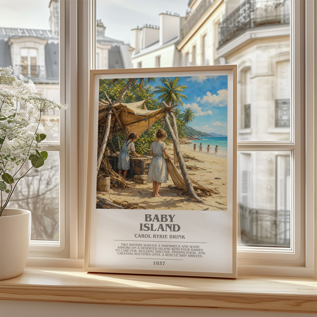 Baby Island bookish poster colour and style options – Carol Ryrie Brink book art
