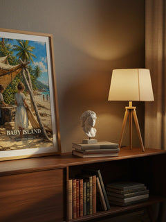 Baby Island watercolour print on bookshelf – Carol Ryrie Brink fan gift