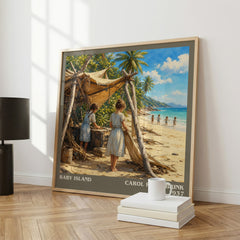 Baby Island literary print framed by window – literary home decor