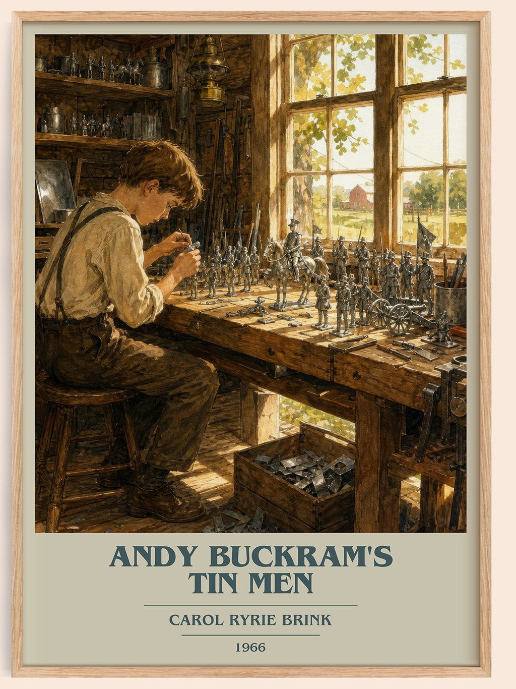 Andy Buckram's Tin Men book cover book poster by Carol Ryrie Brink – framed literary art print