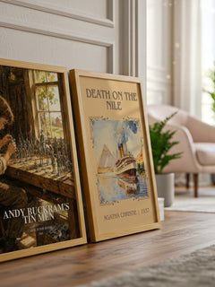 Andy Buckram's Tin Men watercolour print framed by window – literary home decor