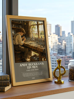 Andy Buckram's Tin Men bookish print framed by window – literary home decor