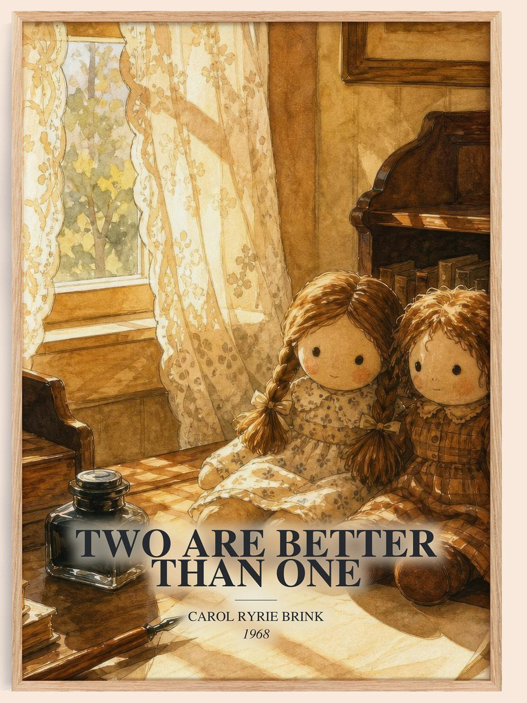 Two Are Better Than One watercolour book poster by Carol Ryrie Brink – framed literary art print